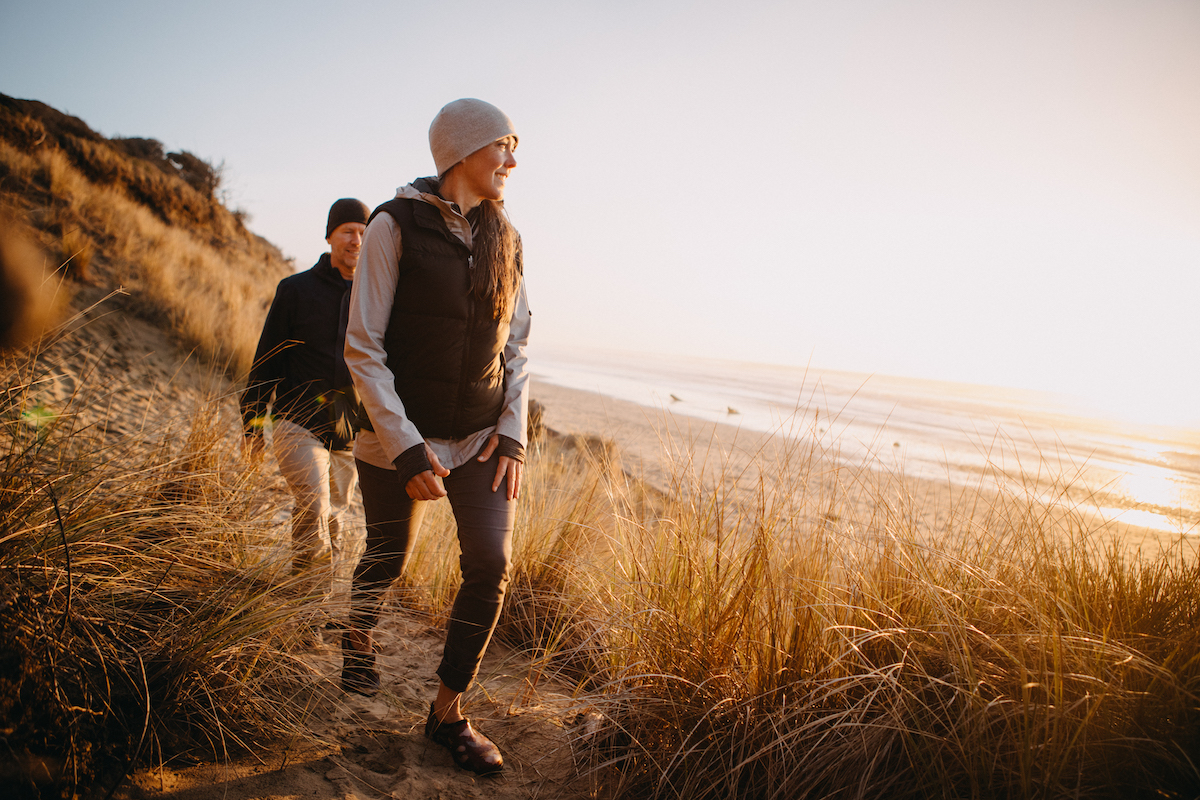 Loving Mature Couple Hiking At Oregon Coast