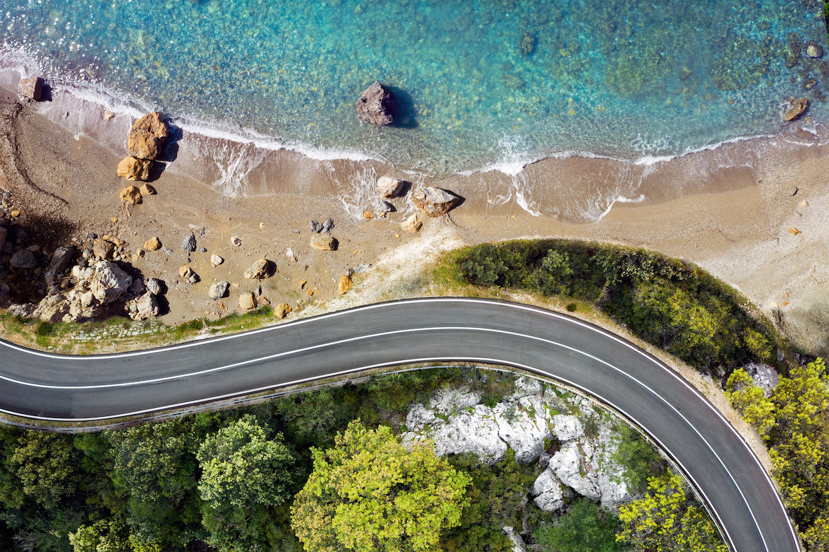 Seaside Road Approaching A Beach, Seen From Above