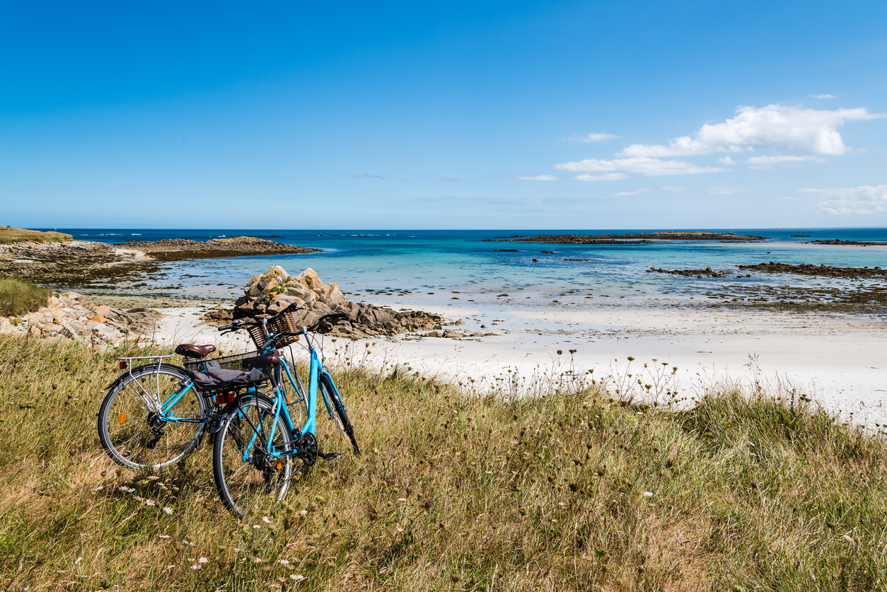 Bicycle Parked Against The Sea In The Island Of Batz